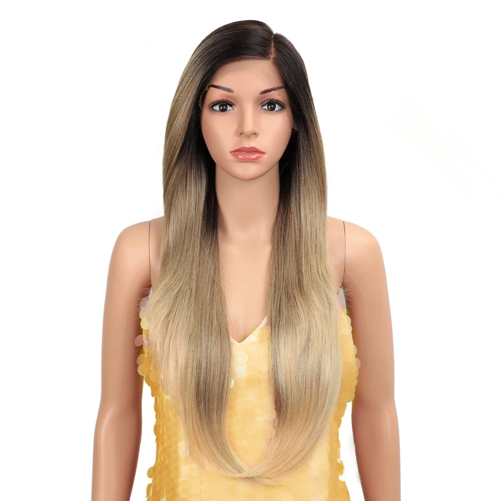 Lace Frontal Wigs Heat Resistant Straight 613 Orange Blonde Hair Extension High Temperature 13X4 Swiss Lace front Synthetic Wigs