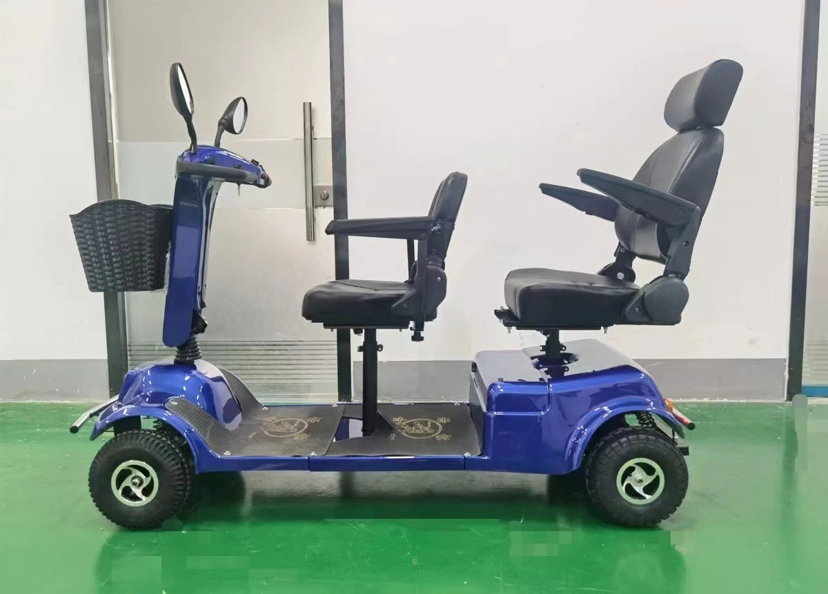 New design cheap double seats big power four wheels mobility scooter with double shock absorber can go 20KM for elderlys