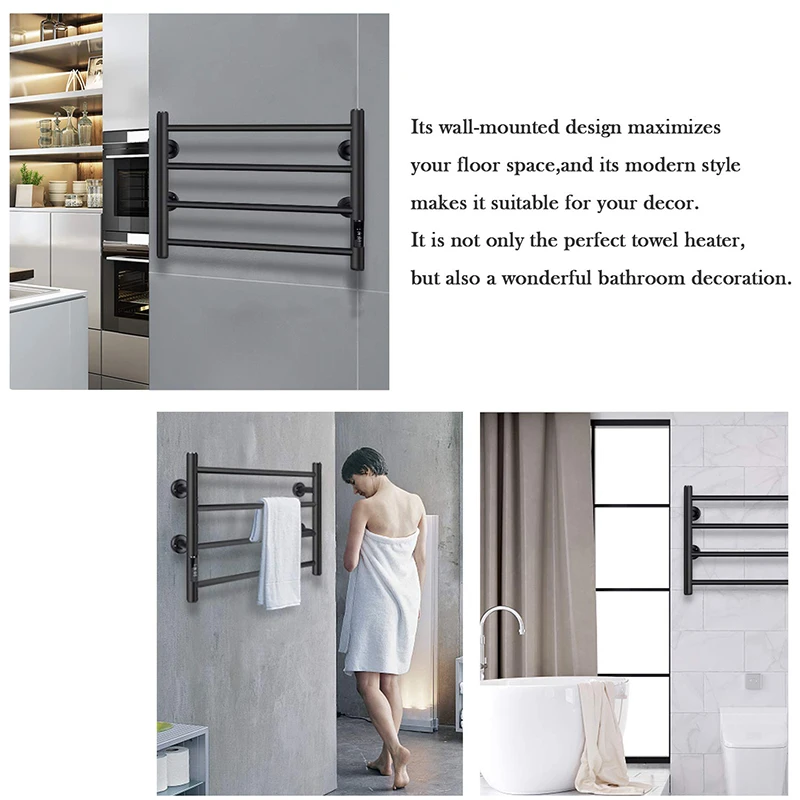 WEKIS Luxury Bathroom Stainless Steel Towel Warmer Electric Heated Towel Rail Wall Mounted Bathroom Towel Racks