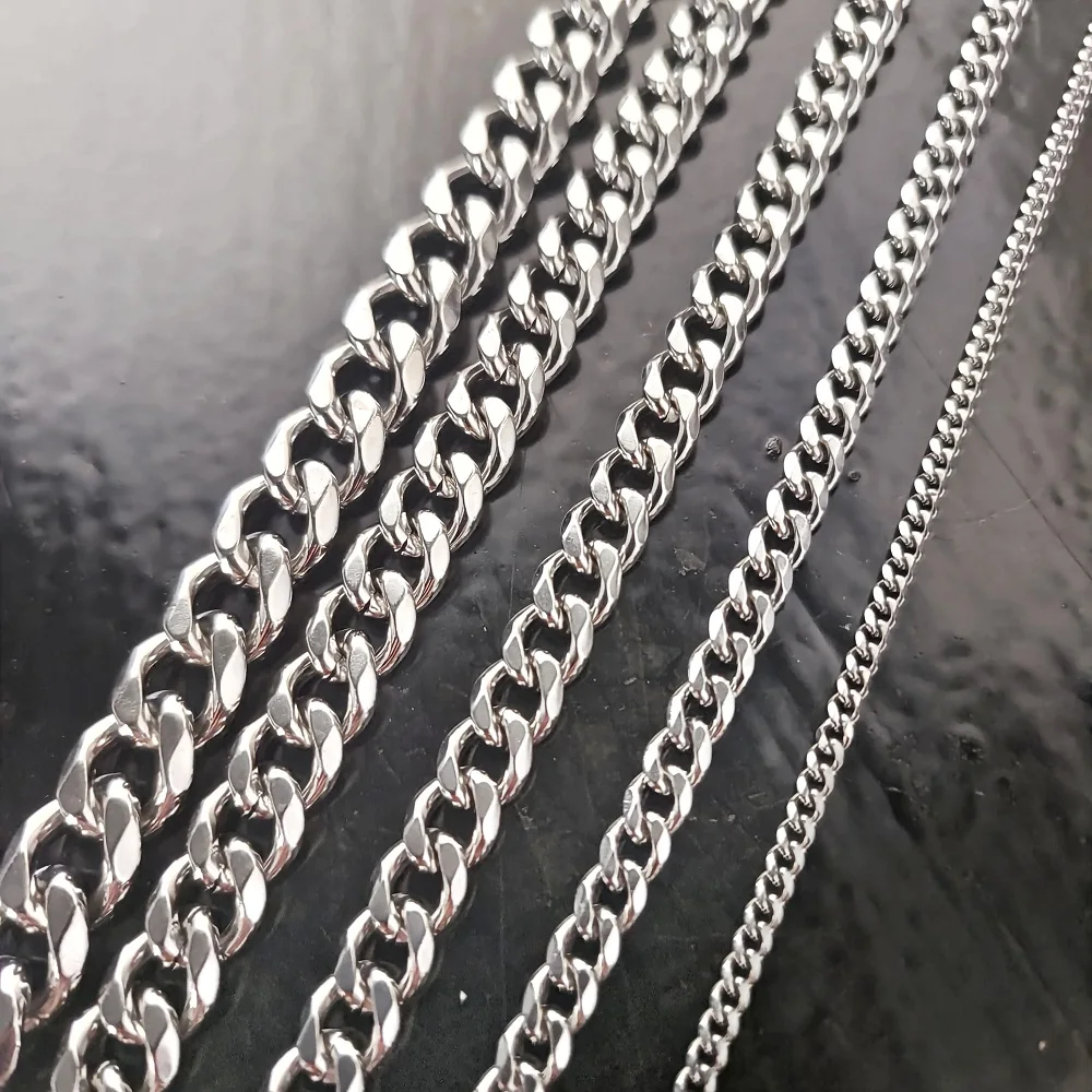 VAF High Quality!!! 3/5/7/9/11MM Cuban Chain 6 Sides Grinding Electrolytic Polished Stainless Steel Chain Necklace