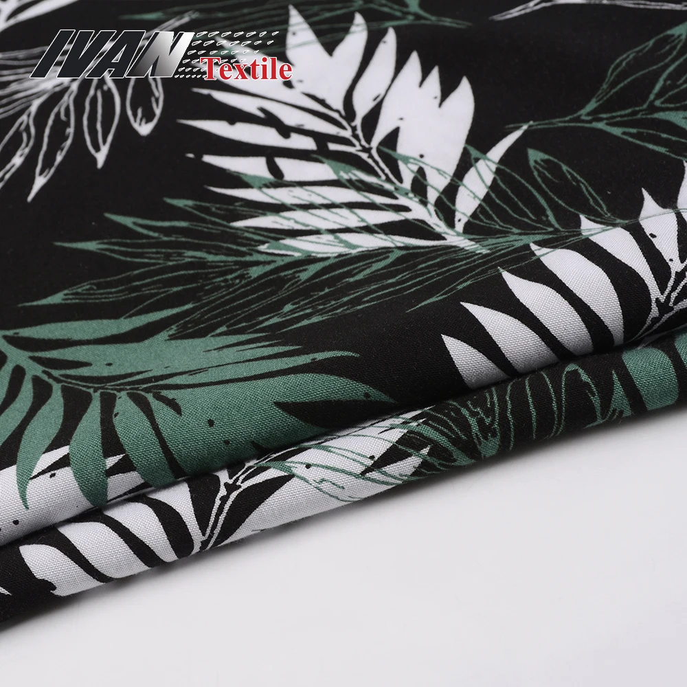 Фабрика Shaoxing, праздничный стиль, модное платье на заказ, устойчивые мягкие листья, искусственный шелк, Чаллис, принт для одежды