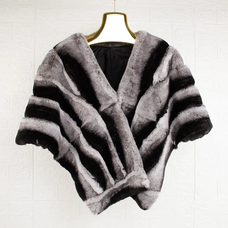 fashion style women real rex rabbit fur shawl
