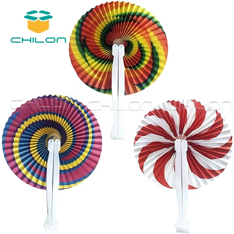 Chinese Paper Fan Folding with white plastic handle Summer
