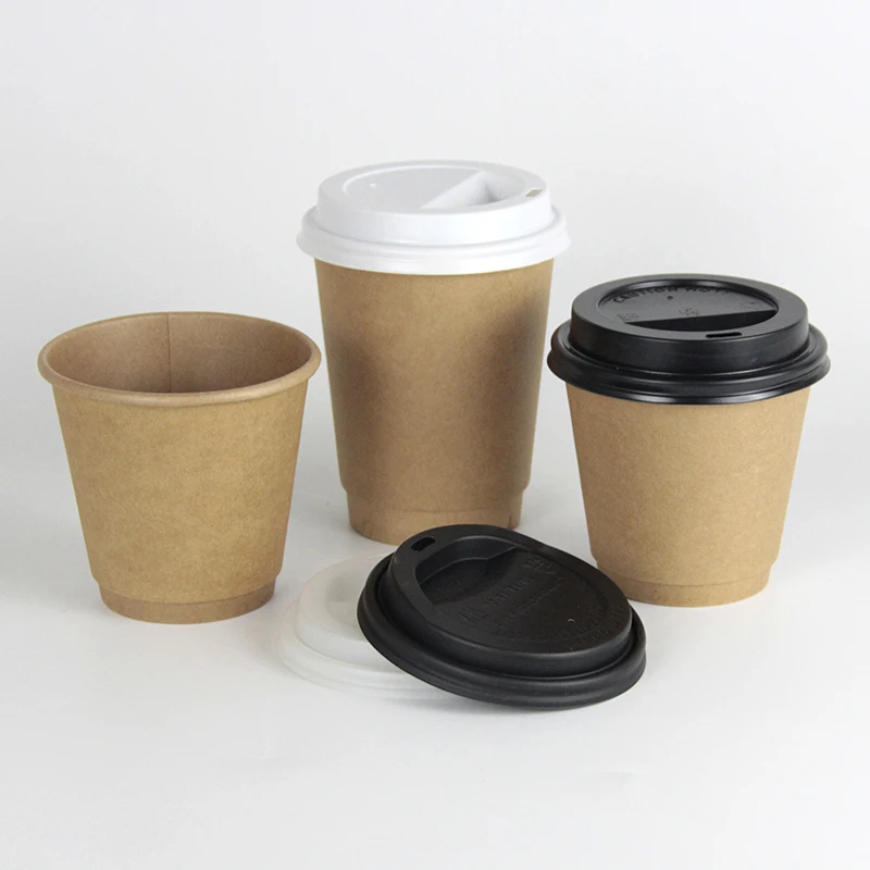 Biodegradable Eco Friendly Custom Logo Printing Disposable Double Wall Coffee Paper Cup For Tea Hot Drink with lids