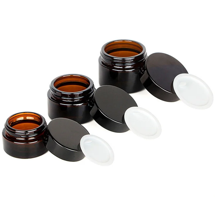 10ml 20ml 30ml 50ml cosmetic glass cream jar amber brown with lid matte black wide mouth glass jar