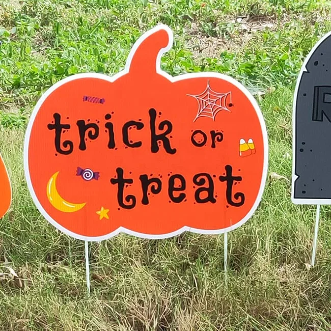 
Corrugated Board Halloween Pumpkin Ghost Tombstone Yard Lawn Decoration with Stake Signboard 