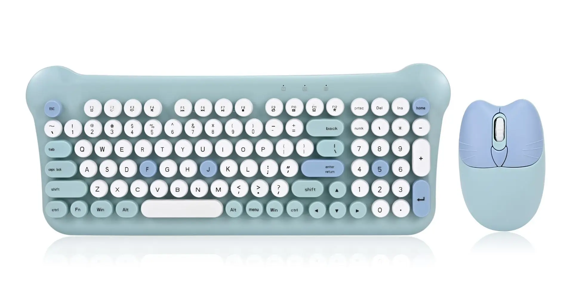 New QW05 wireless keyboard and mouse set mixed color punk round key girls cute office home keyboard.