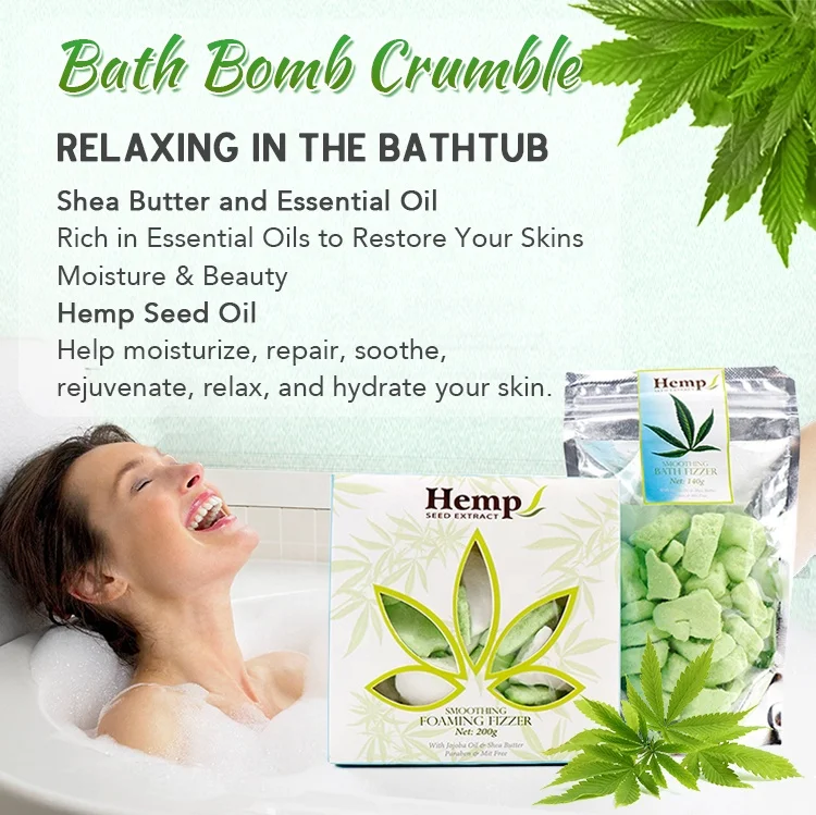 Amazon Hot Seller Manufacturer OEM/ODM Handmade Bubble Fizzer Vegan Natural Organic Hemp Oil Bath Bomb Crumble