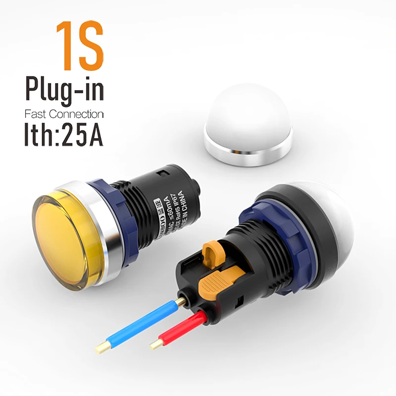 LANBOO 22mm IP68 Red Green Blue Yellow LED 12V 24V 110V 220V 250V 380V Indicator Light Pilot Signal  Lamp Caution Light