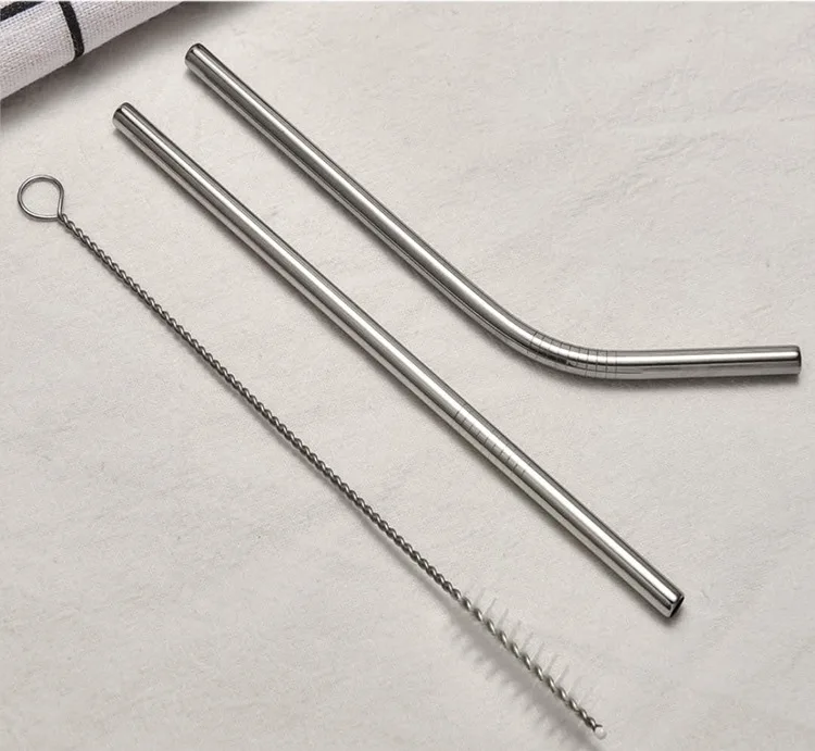 304 Custom 4pc Set  Straight Bent 6mm Stainless Steel Straw Set