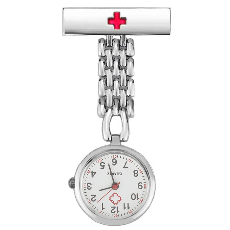 Nurse Lapel Pin Watch Hanging Medical Doctor engraved brooch Pocket Watch Steel Metal Pin-on Lapel Watch
