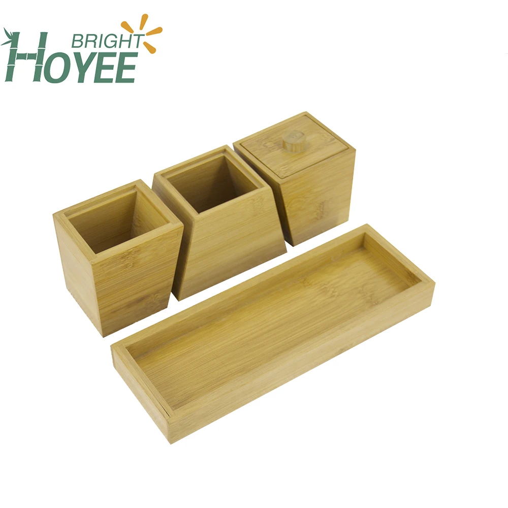 New design Bamboo Office Supplies Bamboo Desk Organizer Pen Holder Accessories Storage Caddy