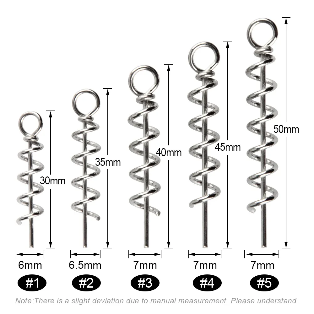 Spinpoler Fishing Corkscrew Hook Soft Lure Centering Pin Spiral 30/35/45/50mm Spring Lock Pin Bait Screw Connector Accessories