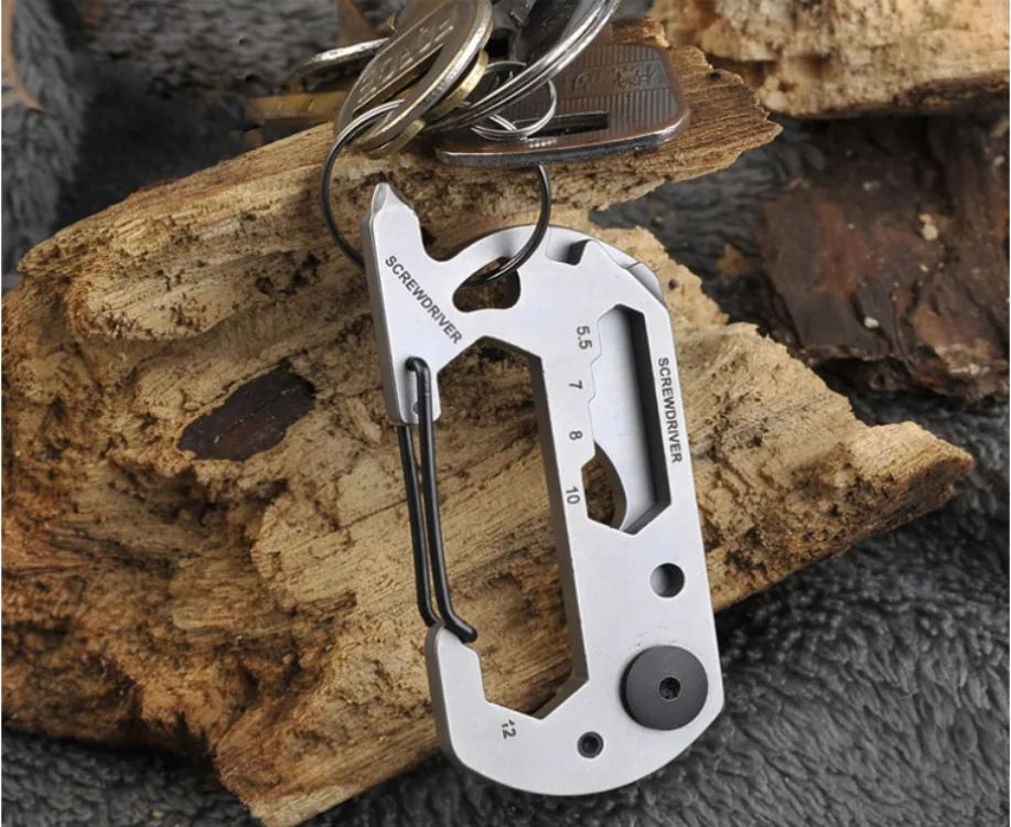 Multitool Carabiner Keychain 10 in1 Stainless Steel Tactical Survival Gear Outdoor EDC Gadgets