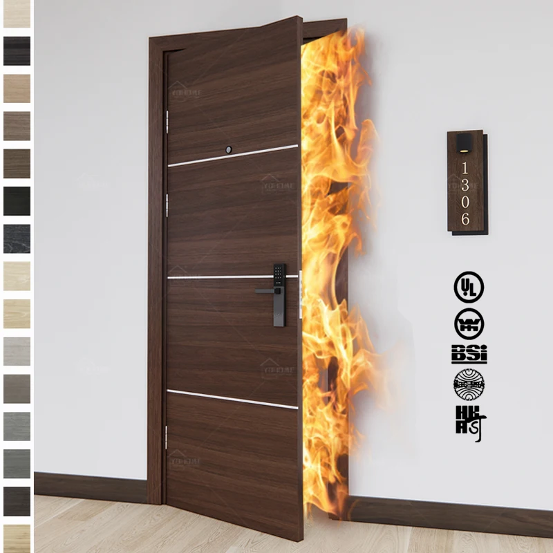 China top factory custom size 36 34 32 30 28 inch doors fire rated apartment hospital wood fire cut door hotel fire cutting door