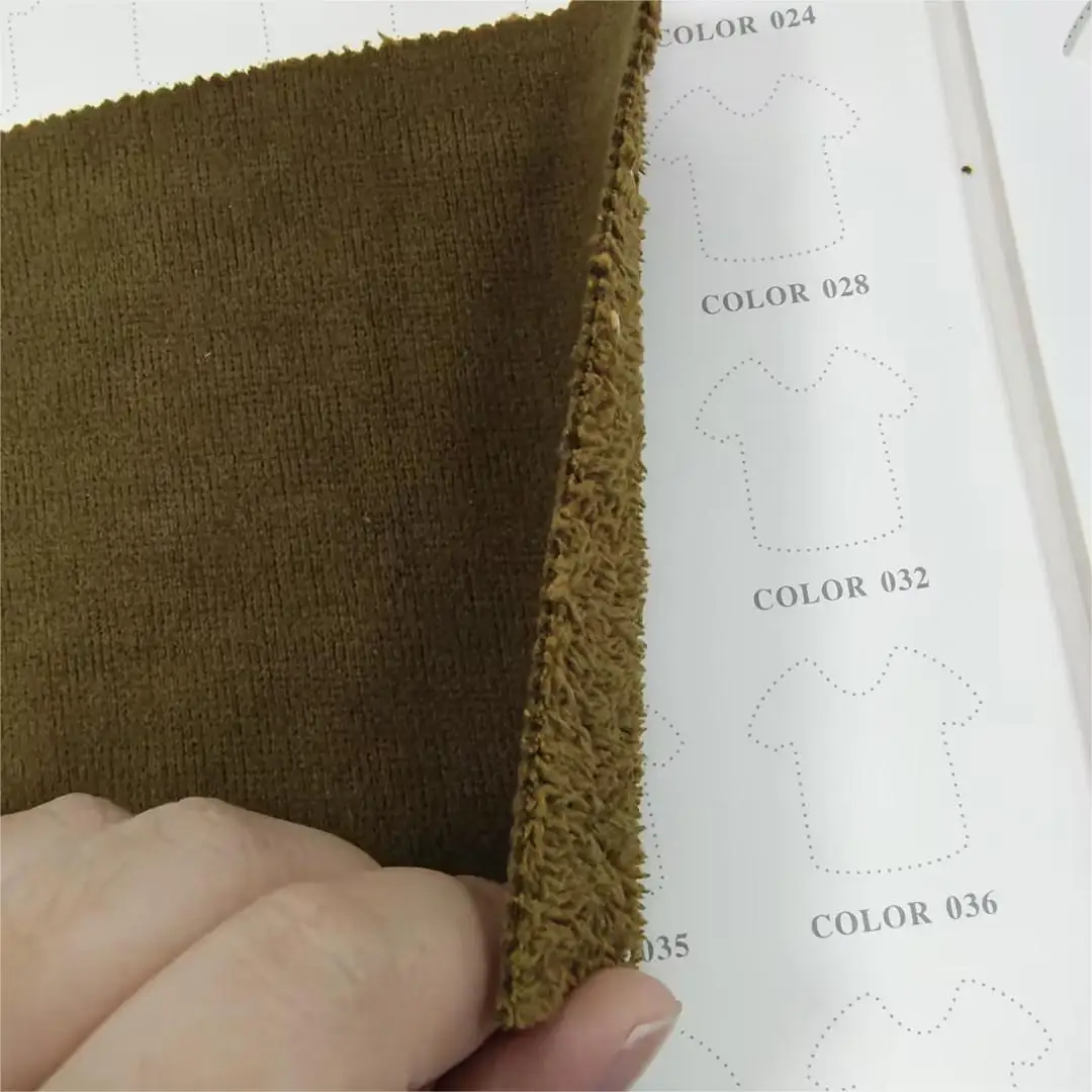 Brushed stripe fleece bonded sherpa fleece fabric for coat ready to ship