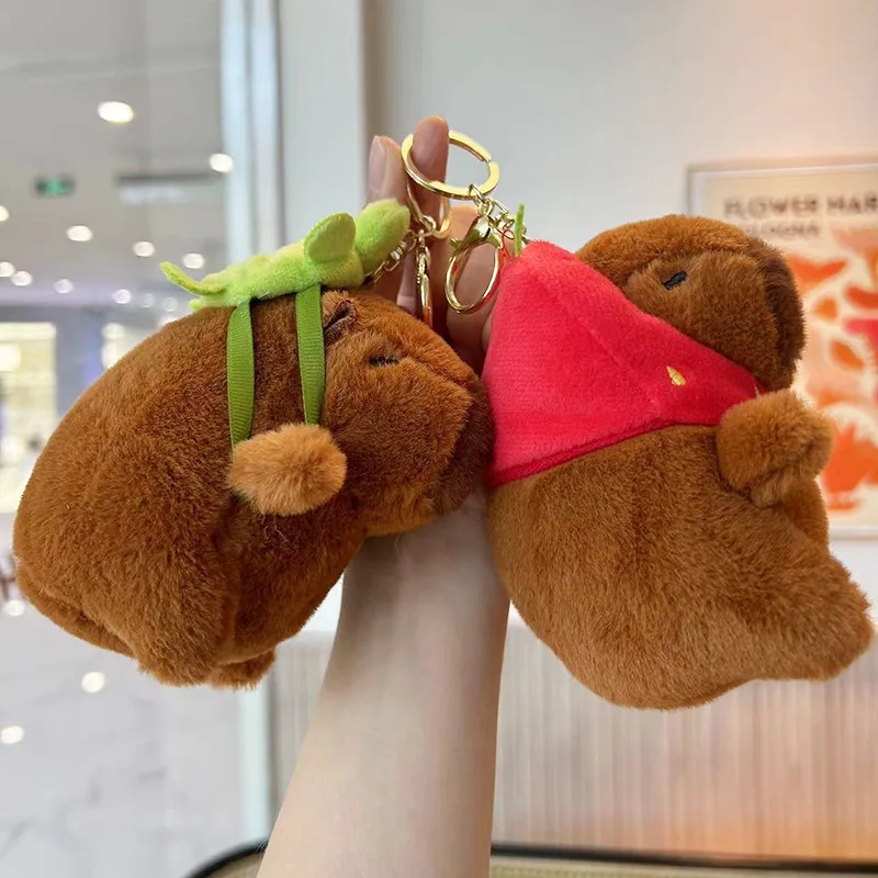 Детский брелок Capybara со шляпой с плюшевым животным автомобильный декор
