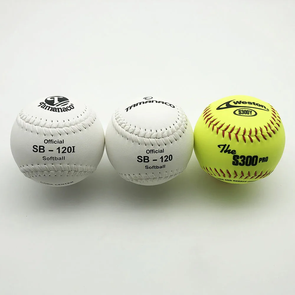 white composite Split leather Tamanaco SB-120 with cork core softball pelota de softball