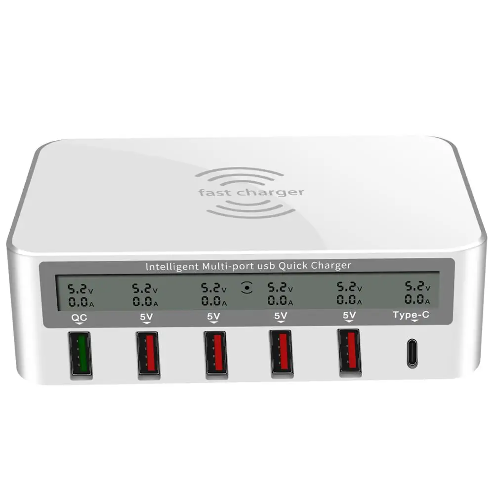 
100w mobile phone fast charging station usb travel power adapter pd qi wireless multifunction charger for iphone ipad samsung 