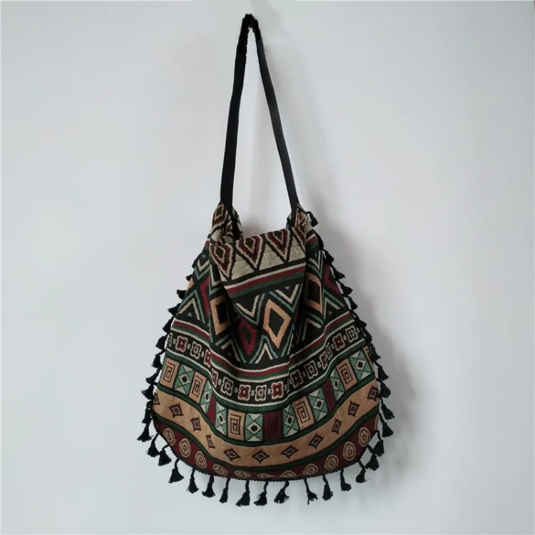 New Style vintage art Bohemian canvas bag eco friendly  cotton bag tote bag with pockets
