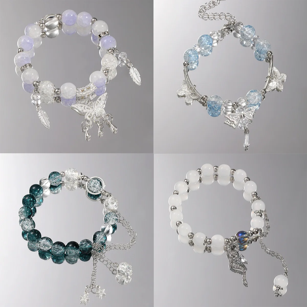 Wholesale Handmade Custom Butterfly Glass Beads Crystal Beads Bracelet Jewelry For Women