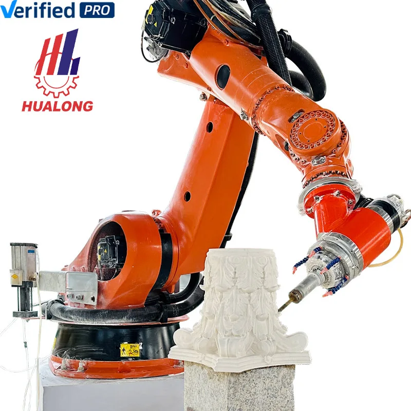 2024 new Hualong  machinery 7 axis cnc KUKA robot arm router 3d sculpture robot stone carving machine for marble granite