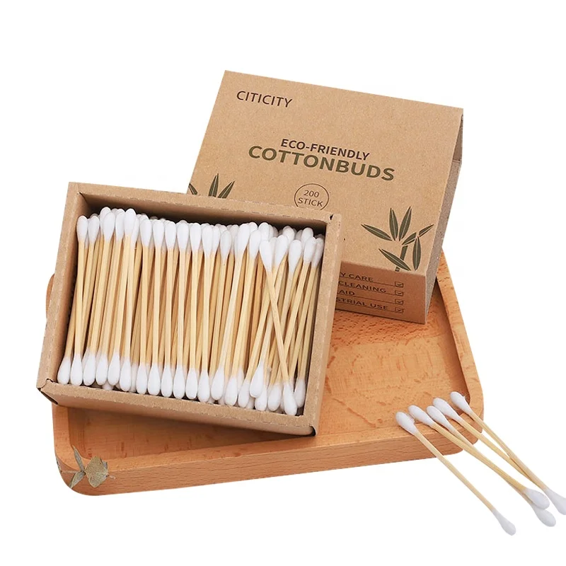 lipstick makeup remover Organic biodegradable q tips eco bamboo cotton swab