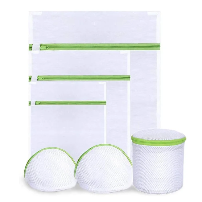 Custom Zippered Mesh Laundry Wash Bags Foldable Delicate Lingerie Bra Socks Underwear Washing Machine Clothes Protection Net