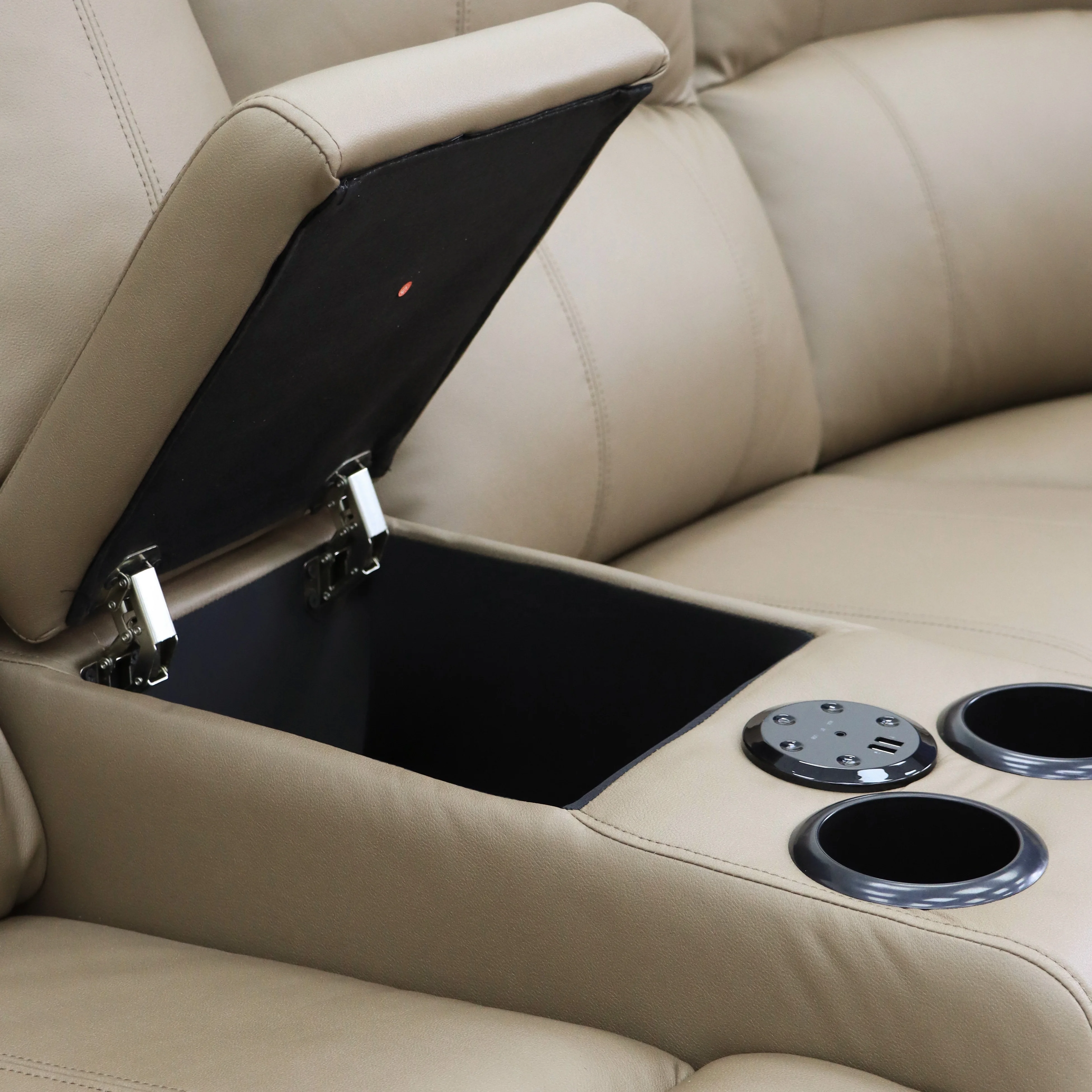 Geeksofa ZOY  Factory Direct Sale Recliner Sofa Set Synthetic Leather 5 Seats With USB Music Speaker For Living Room Furniture