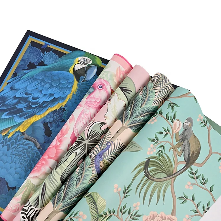 Wholesale custom best selling luxury new design colored printing fresh flower bouquet wrapping paper