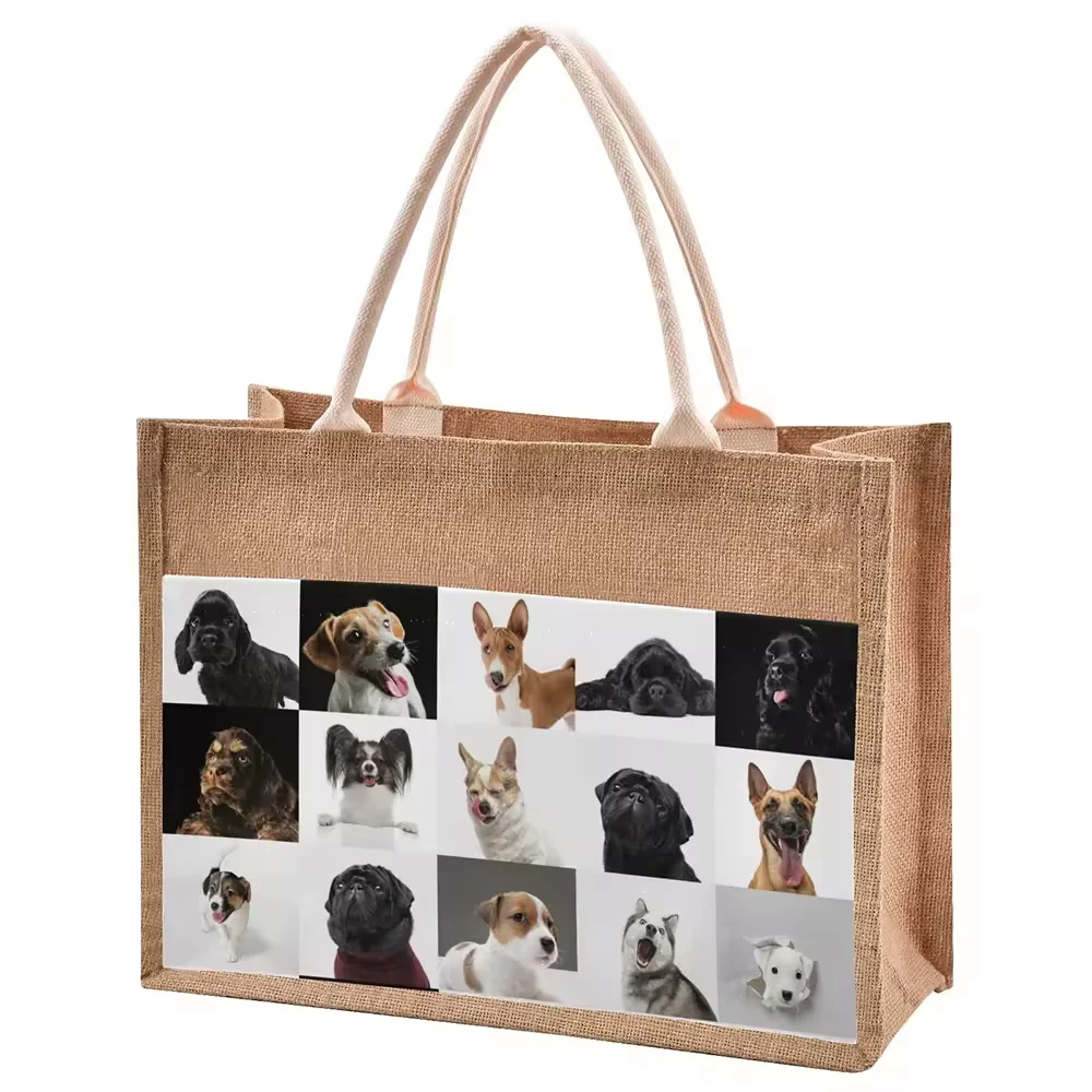 Custom LOGO Printing Wholesale Eco Shopping Fashion Handbags Eco Natural Souvenirs Luxury Wedding Fabric Jute Bags