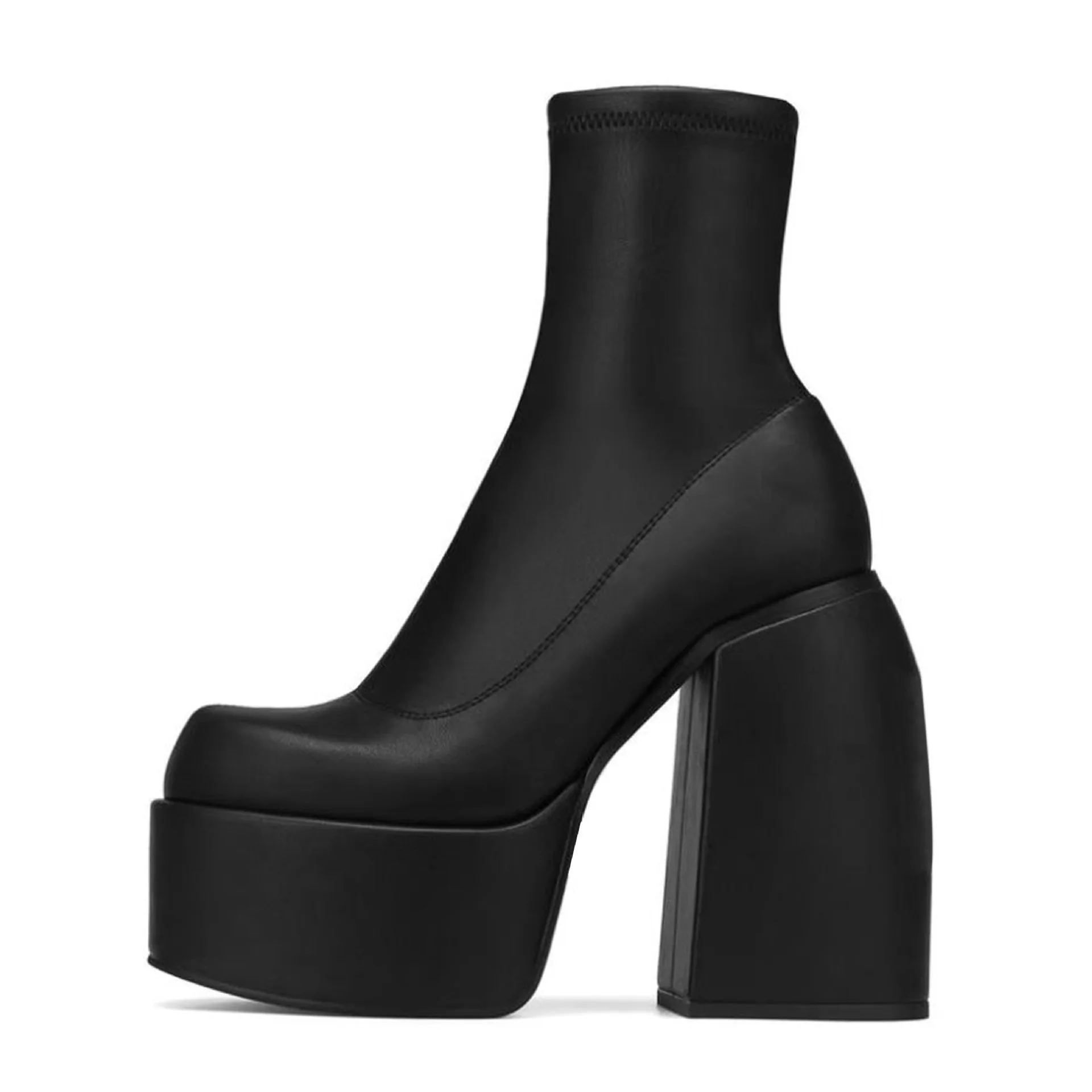 Classy New Styles Ladies Black Brown Patent Leather Chunky Heel Women Winter Ankle Boots