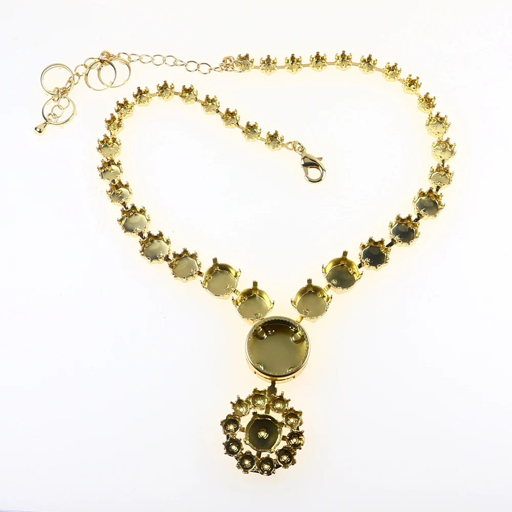 Dongzhou хрустальные стразы, цветок и круглая пустые ожерелья, чашечки для изготовления ювелирных изделий