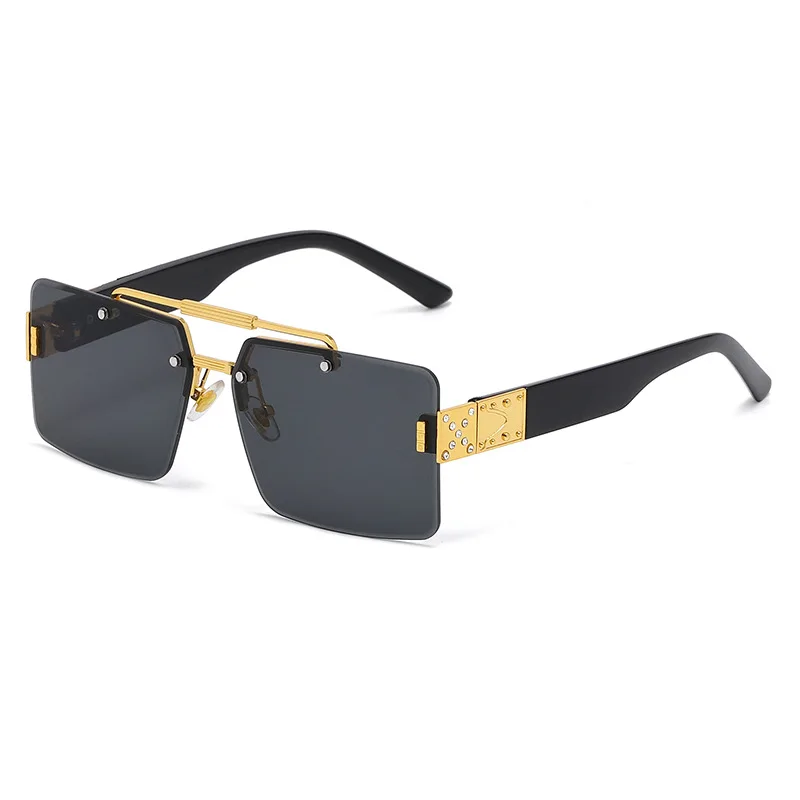 Double Beam Trimming Square Sun Glasses Cross-border European And American Diamond Fashion Sunglasses Rectangle Sunglasses