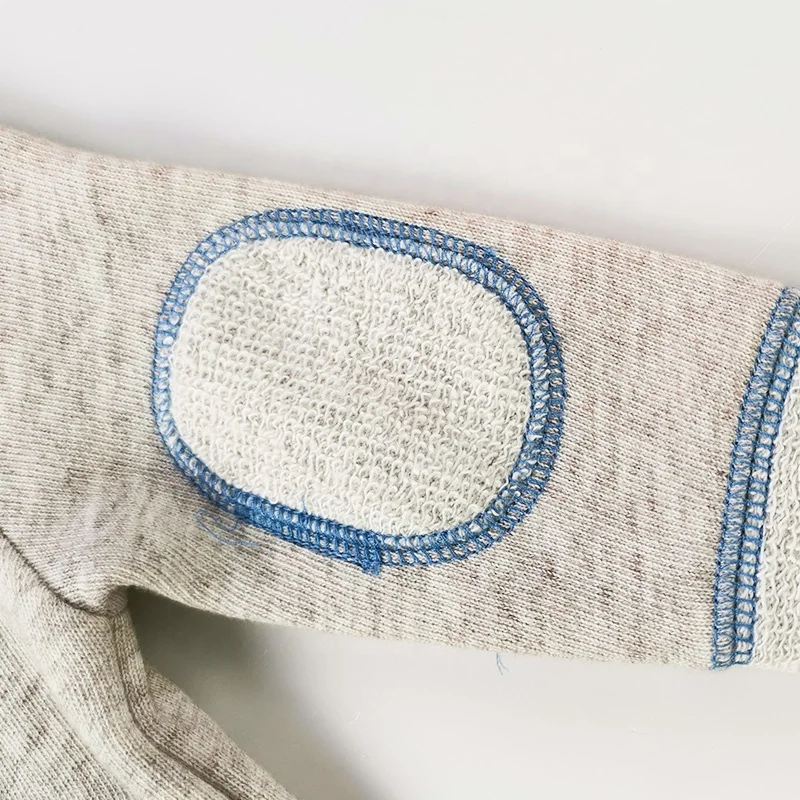 
Soft French Terry Infant Top Baby Crewneck Sweatshirt Bear Appliqued Baby Pullover Patch At Elbow 