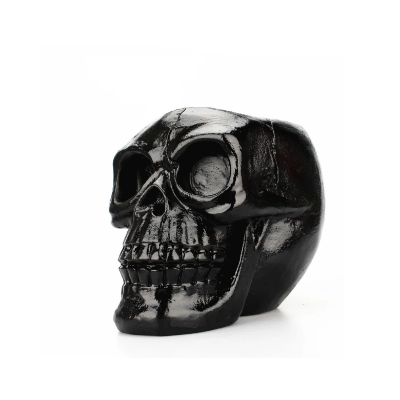 Personality Black Resin Skull Pen Holder for Stationary Organizer ,Resin Makeup Brush Holder for Horror Halloween Skelet Gift