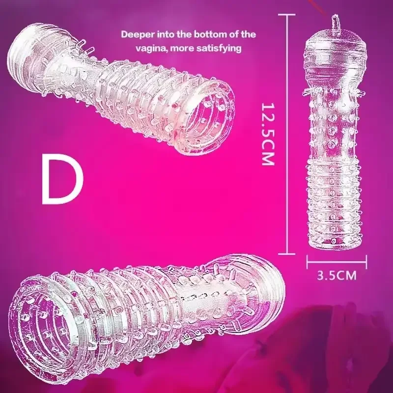 Soft Silicone Crystal Reusable Silicone Penis Sleeve Male Extensions Enlargement Men Delay