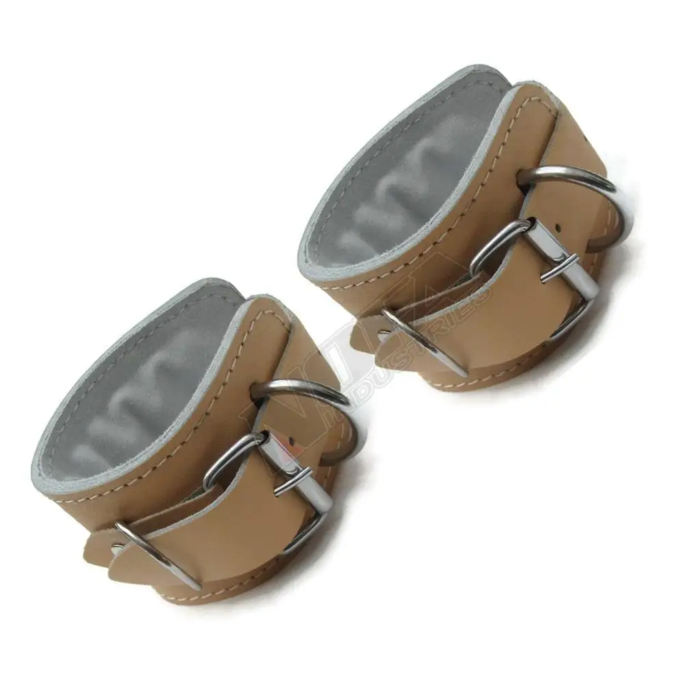 1Pair Natural Leather Pulley Cable Attachment weightlifting Ankle Cuff Gym Strap