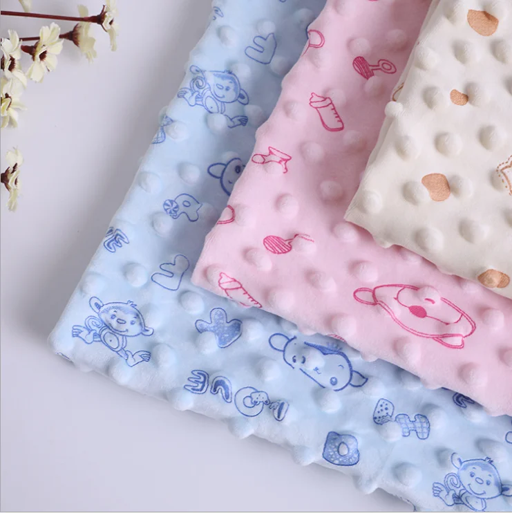 Manufacturers wholesale 114F diamond suede sufoamed glue fabric knitting warp knitting polyester bean blanket fabric