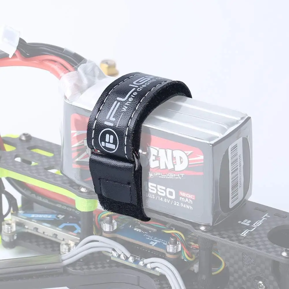 Custom PU leather lipo battery strap adjustable hook and loop non-slip rubber webbing battery straps FPV Batteries Strap