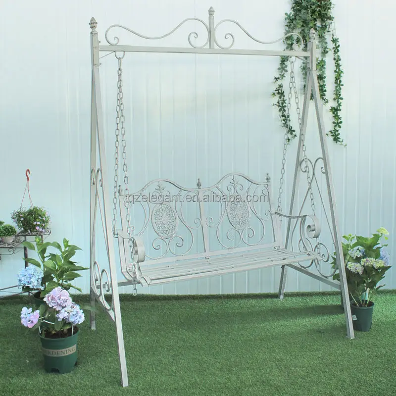China Factory Antique Wrought Iron Outdoor Garden Metal Porch Swing Chair Indoor Swing for Adults with Stand
