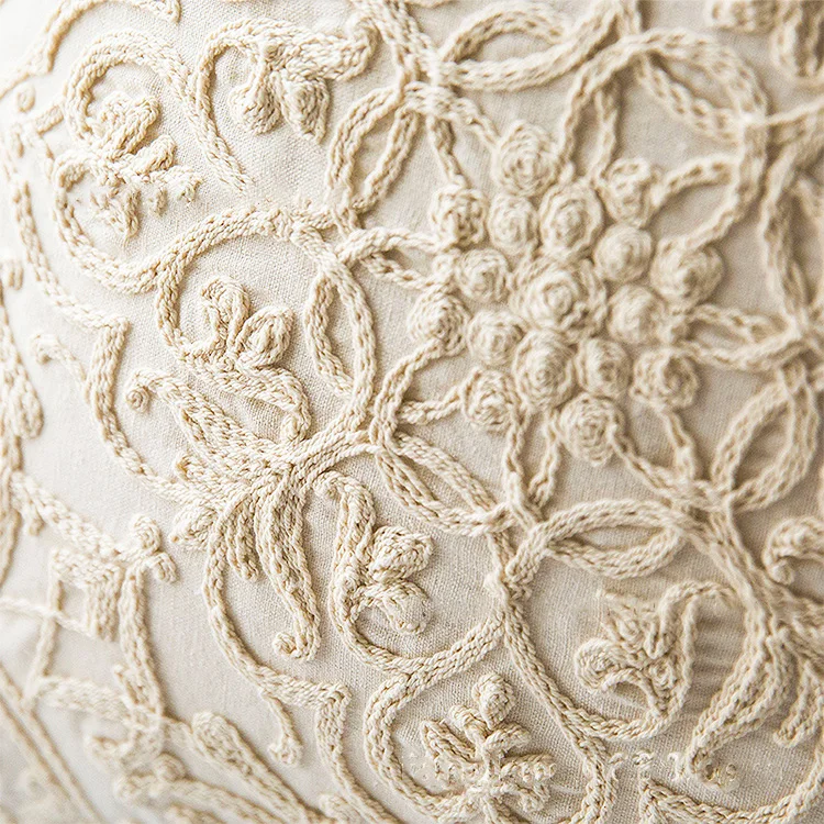 Custom Designs Comfortable Floral Pillow Seat 100% Cotton Embroidered Woven Sofa Cushion Cover