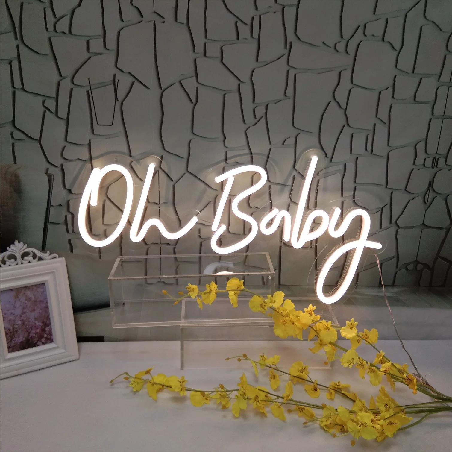 Неоновая вывеска oh baby на заказ 70 см 2 фута белый цвет для украшения