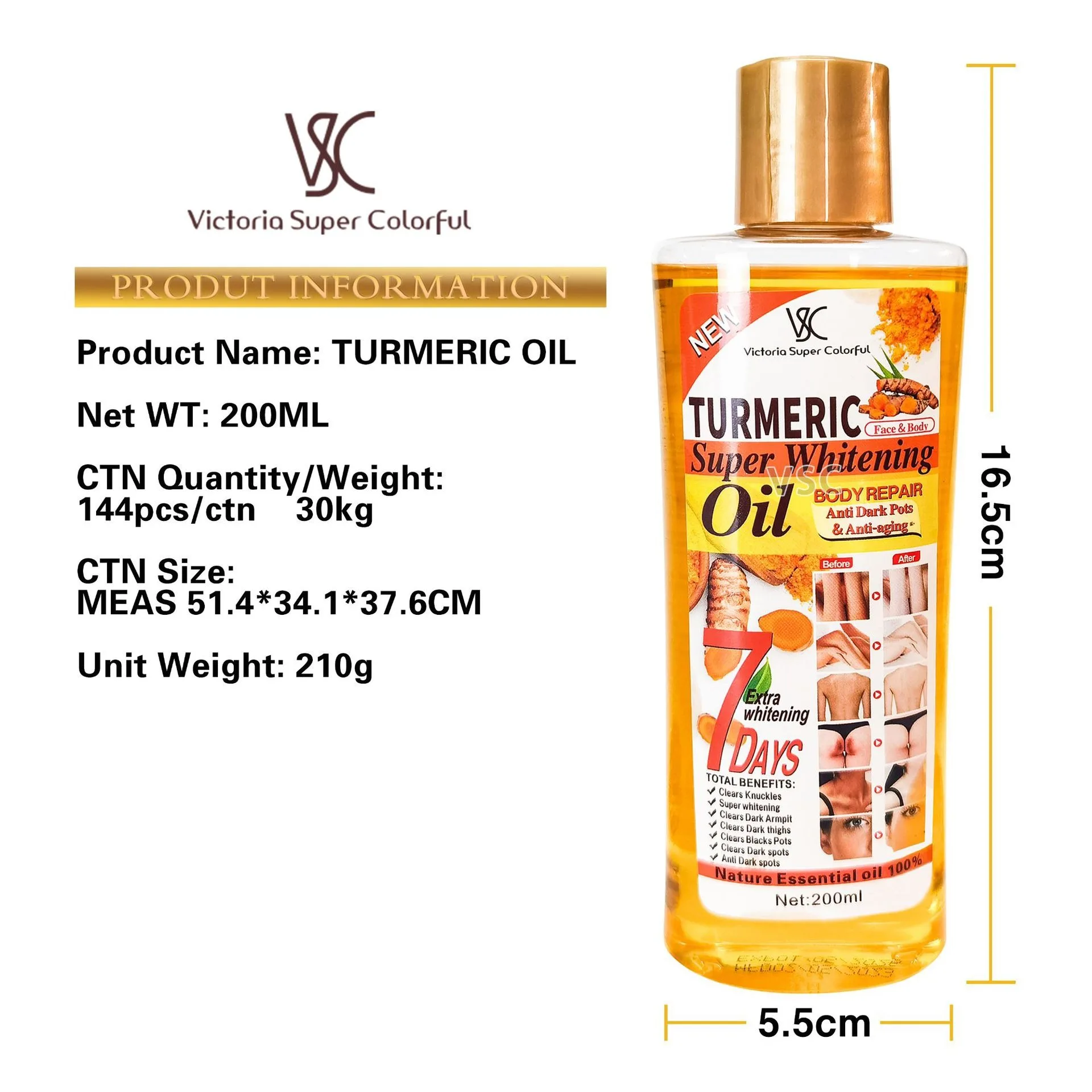 Customized natural organic turmeric essential oil moisturizing and heating ginger oil body massage oil