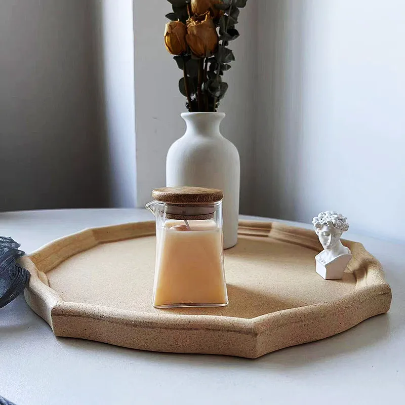 Custom Mini 4oz Clear Unique Trapezoid Empty body oil Balm glass candle containers massage candle jar with spout and lid