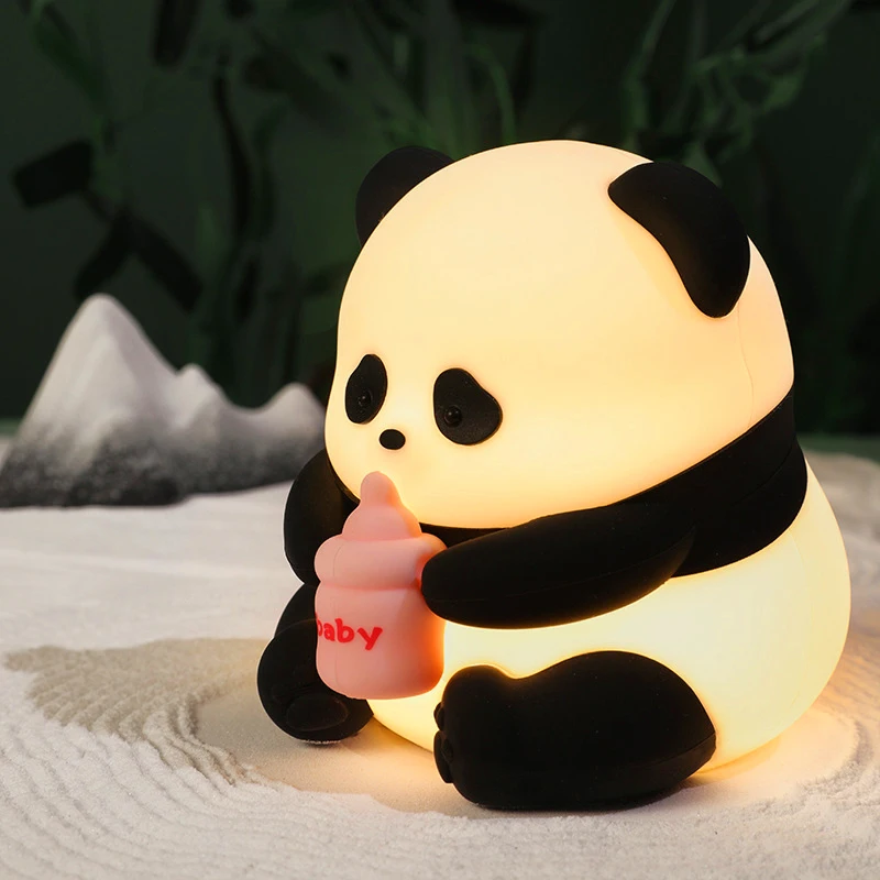 New Cute Cartoon Panda Night Light LED Usb Rechargeable Bedside Lamp Home Decor Night light For Child Gift