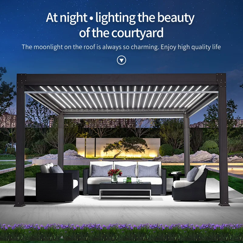 Modern Design Electric louvered roof gazebos outdoor aluminium pergola