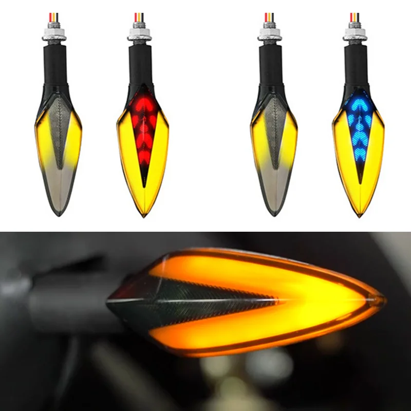 Кин мотоцикл LED DRL Поворотная сигнальная лампа двойной цвет светодиодного контроллера течет поворота световой индикатор мигалка мотоцикла задние фонари
