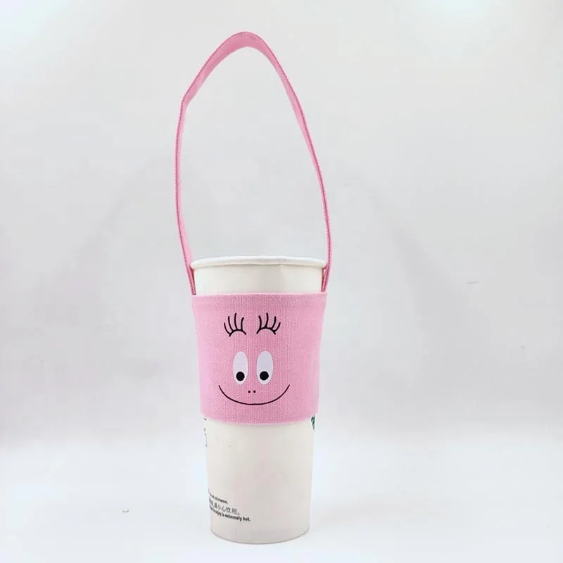 Eco-Friendly logo print Beverage small mug wrap cotton cup holder sleeve bags