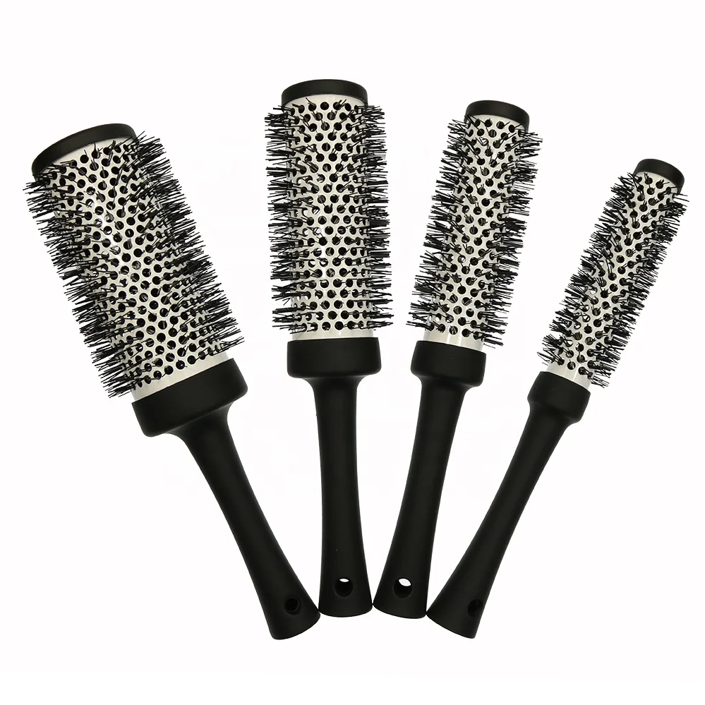 Salon Styling Tools Extra-long Round Barrel Matte Handle Professional aluminum Blow Drying Round Roll Hair Brush
